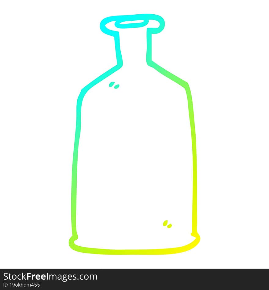 cold gradient line drawing cartoon green bottle