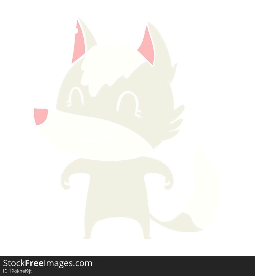 friendly flat color style cartoon wolf