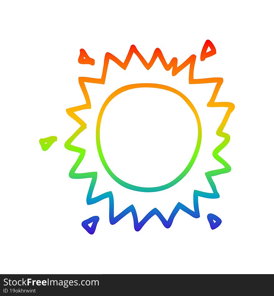 rainbow gradient line drawing of a cartoon sun