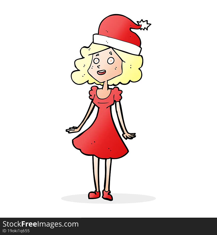 cartoon woman dressed for christmas