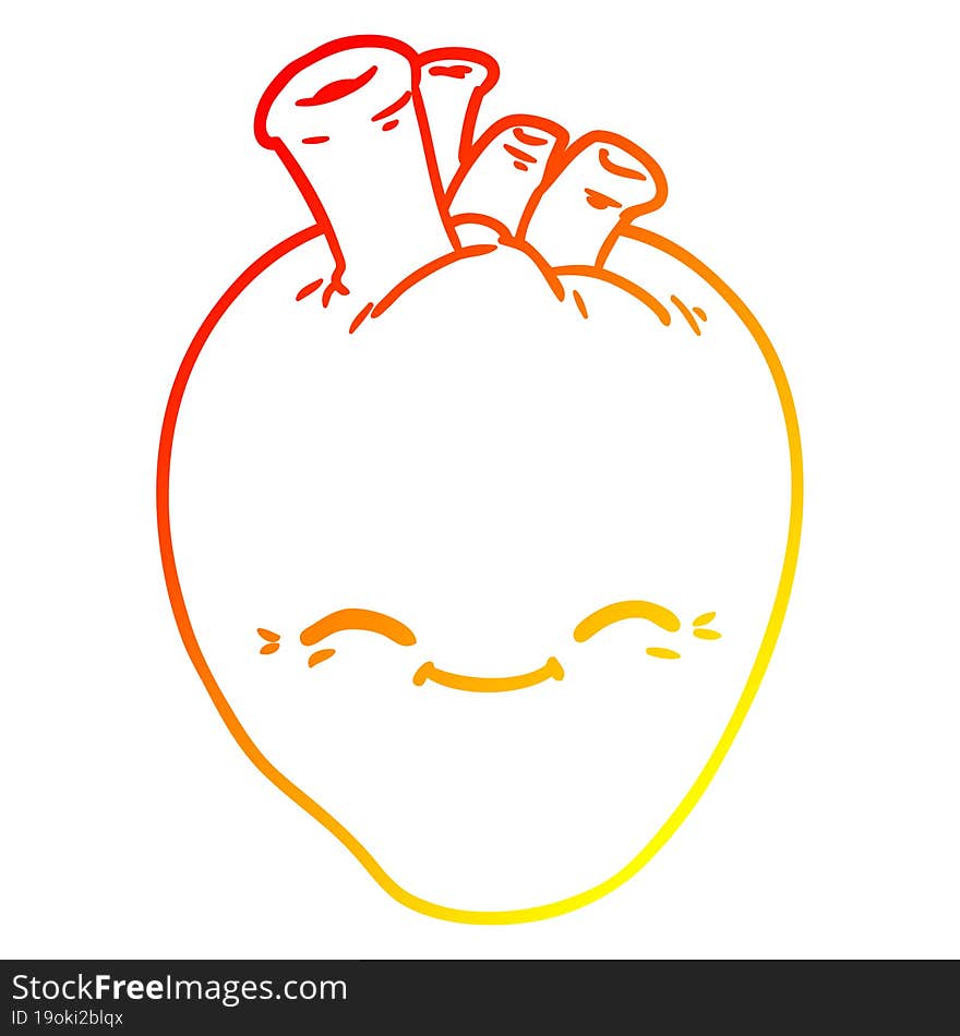 warm gradient line drawing cartoon happy heart