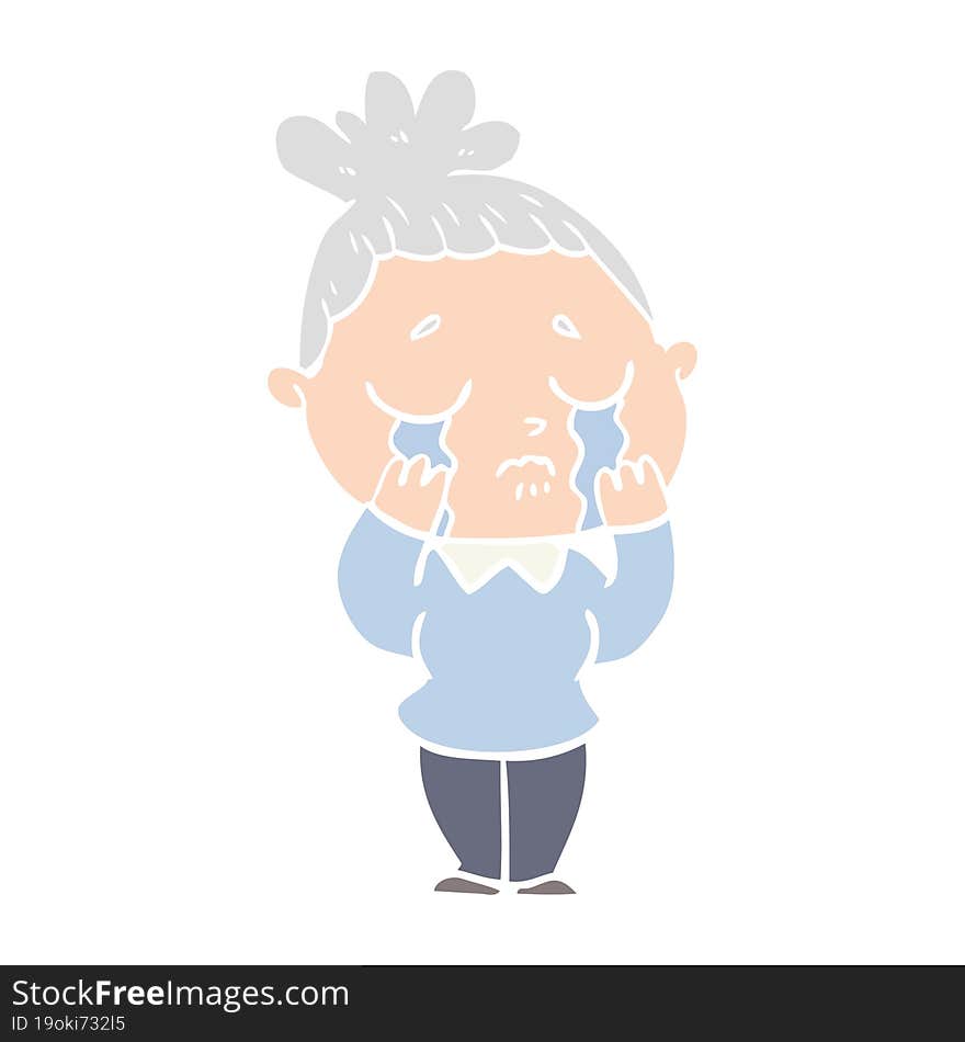 flat color style cartoon crying woman