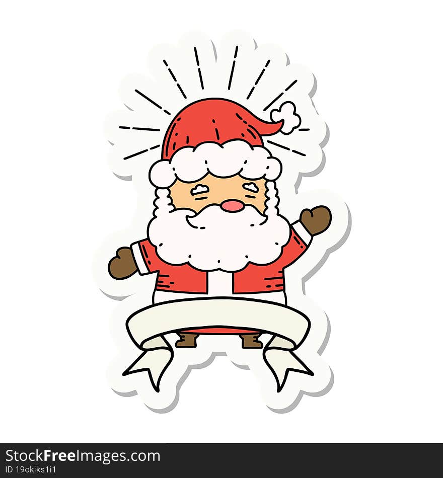 sticker of tattoo style santa claus christmas character