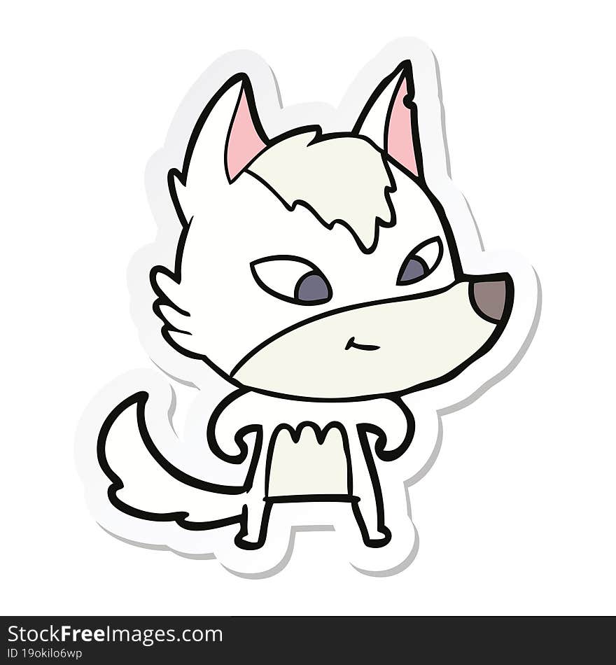 Sticker Of A Friendly Cartoon Wolf