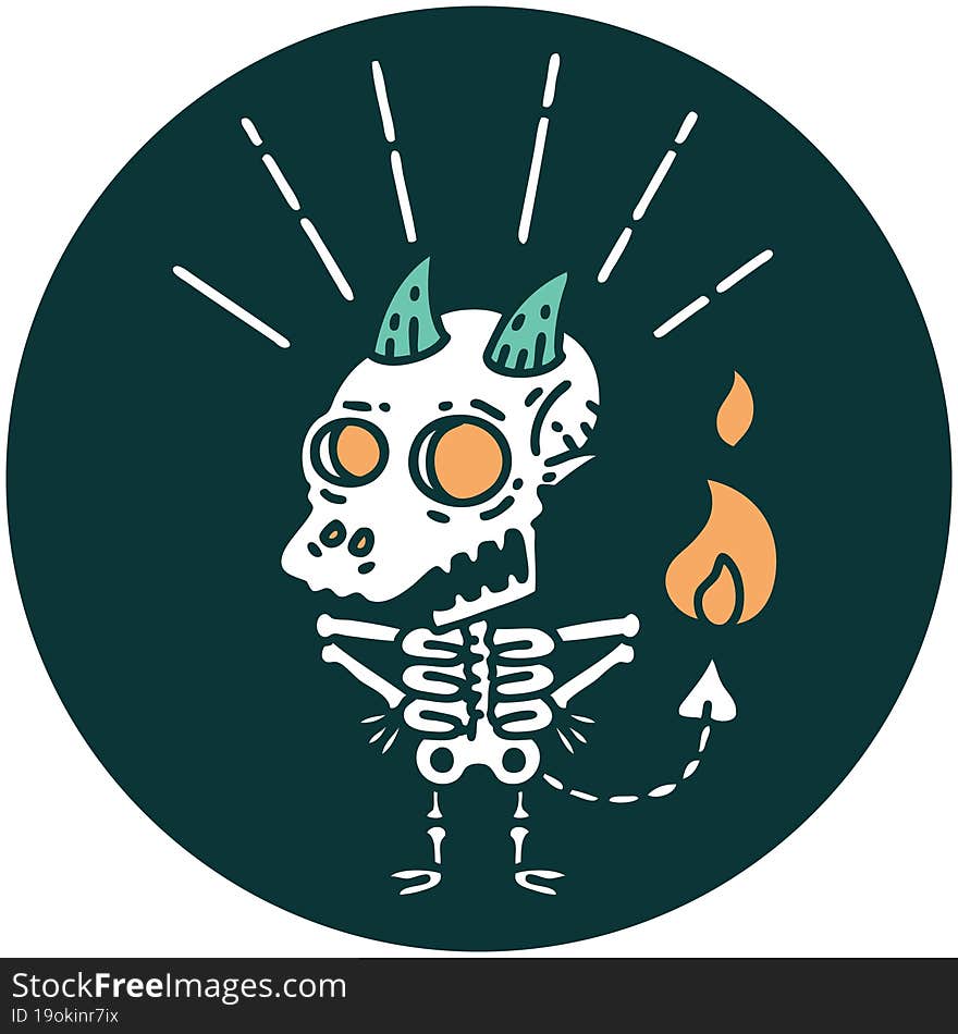 icon of tattoo style skeleton demon character