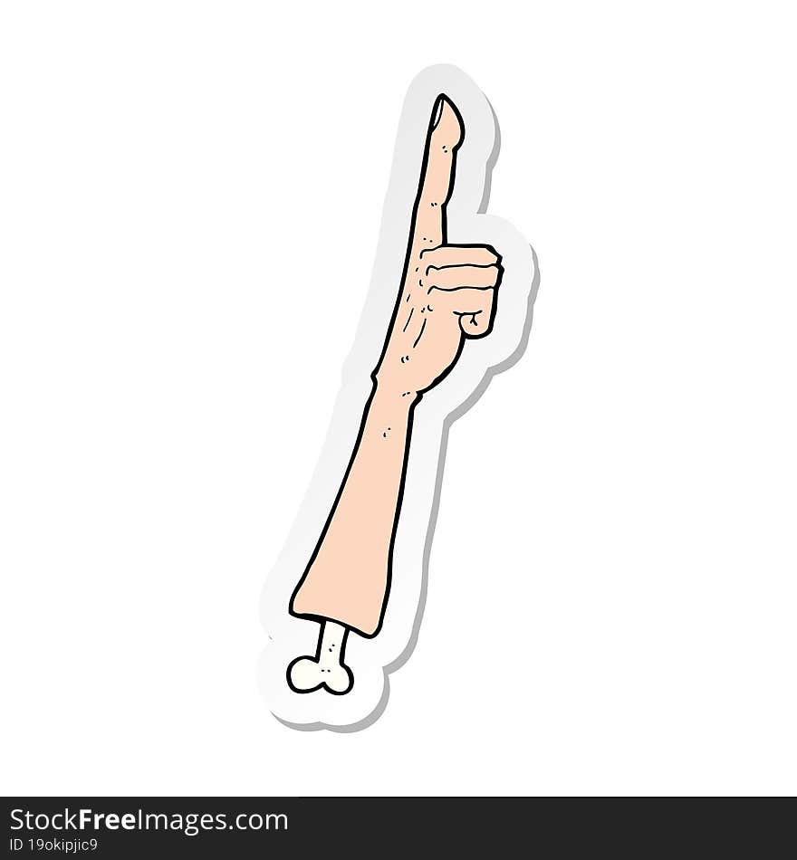 Sticker Of A Cartoon Pointing Arm