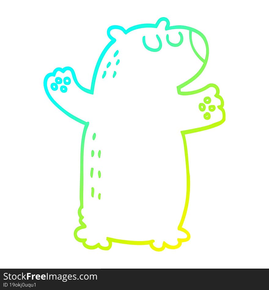 cold gradient line drawing cartoon polar bear