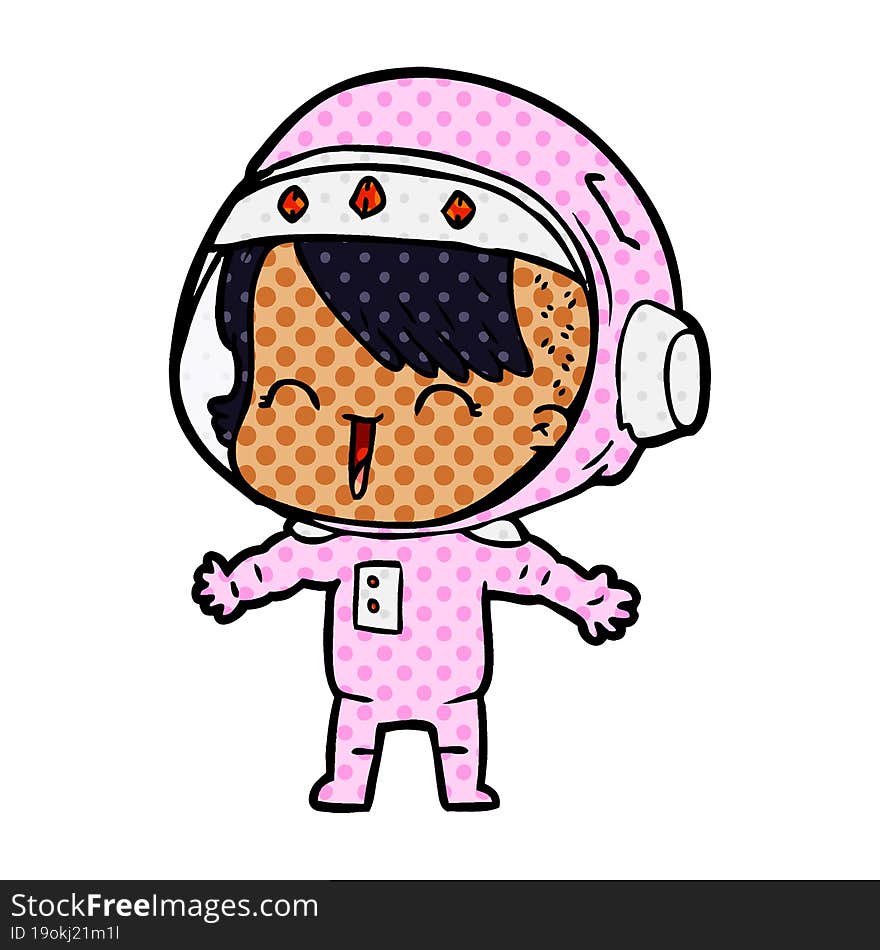 cartoon laughing astronaut girl. cartoon laughing astronaut girl