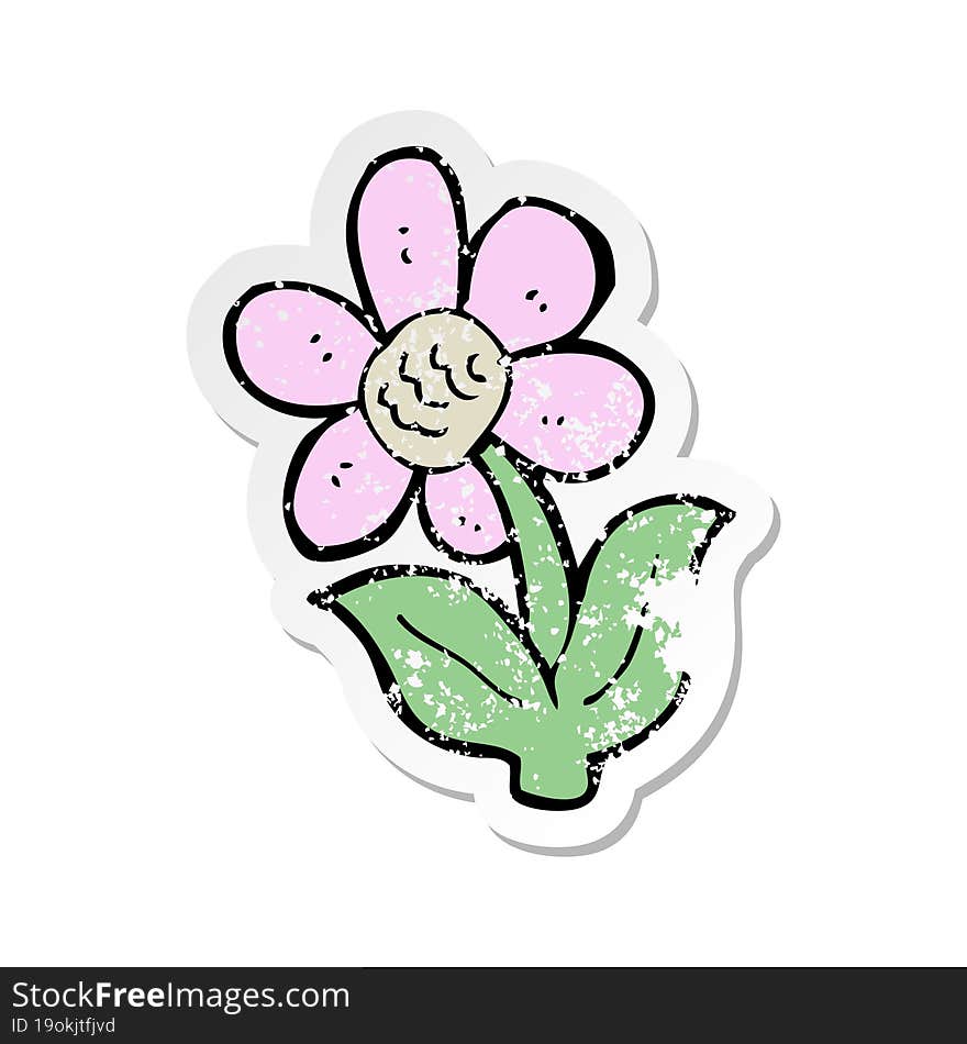 Retro Distressed Sticker Of A Cartoon Flower