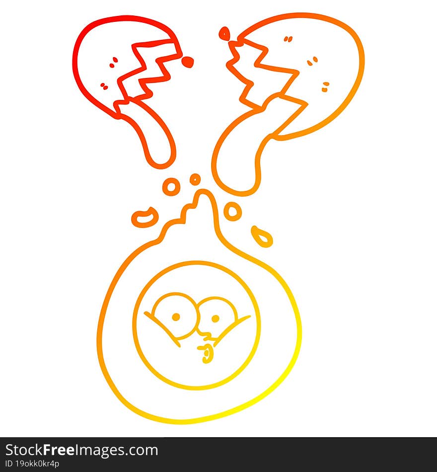 warm gradient line drawing cartoon cracked egg