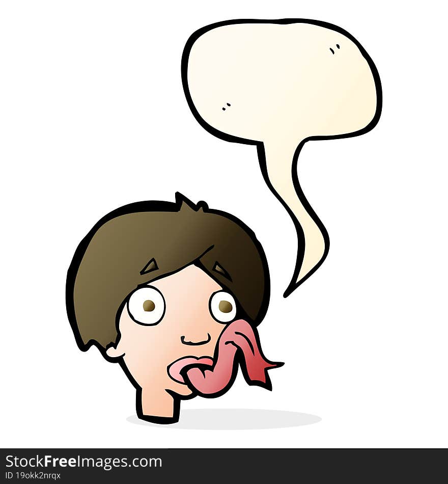 Cartoon Head Sticking Out Tongue With Speech Bubble