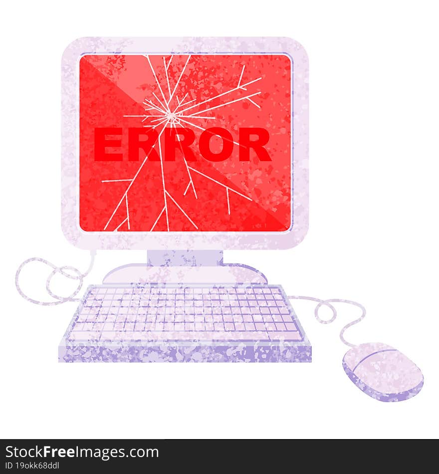 broken computer graphic vector illustration icon. broken computer graphic vector illustration icon