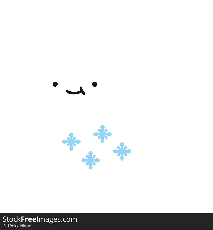 flat color retro cartoon snow cloud