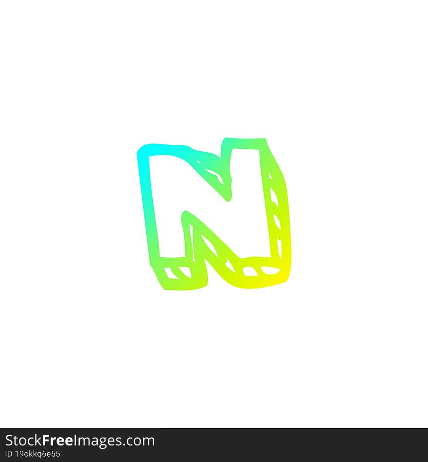 cold gradient line drawing cartoon letter n