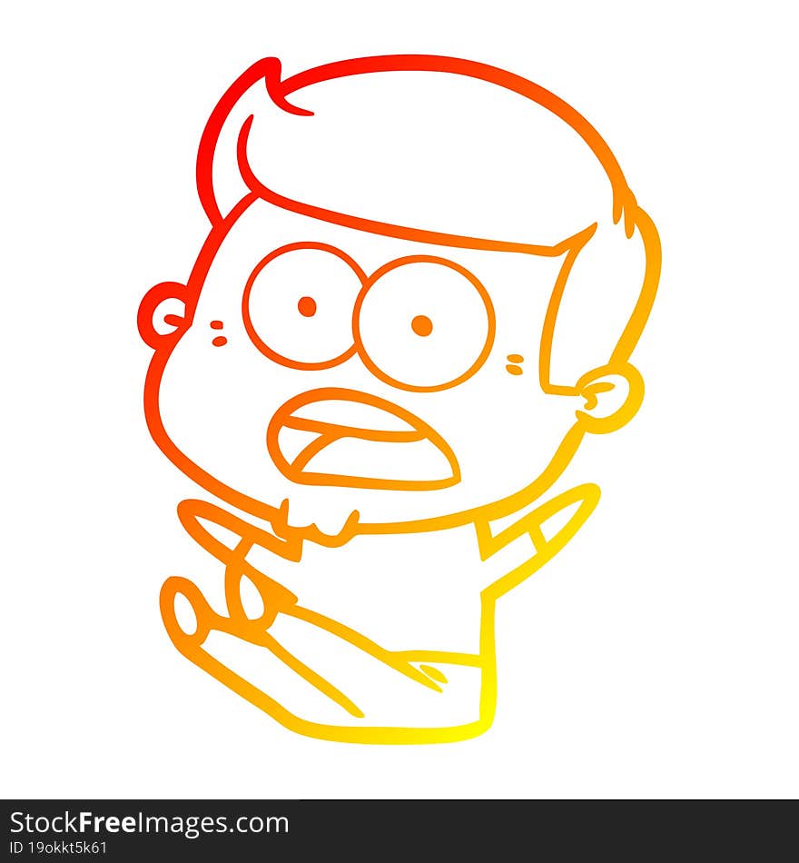 warm gradient line drawing cartoon shocked man