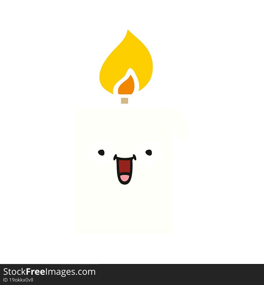 flat color retro cartoon lit candle