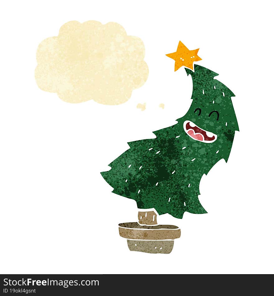 Cartoon Dancing Christmas Tree With Thought Bubble