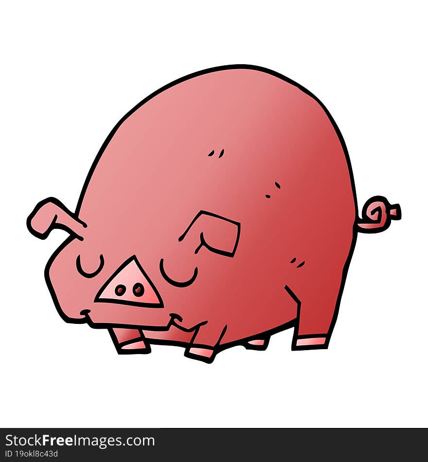 Cartoon Doodle Fat Pig