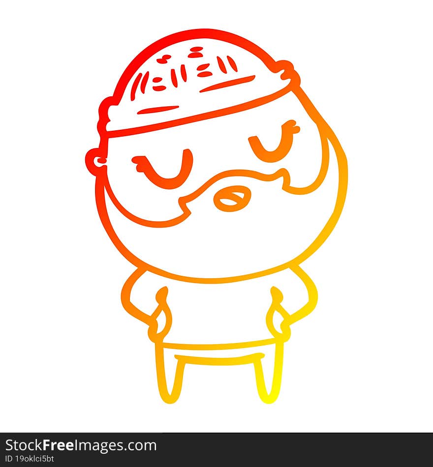 warm gradient line drawing cute cartoon man with beard