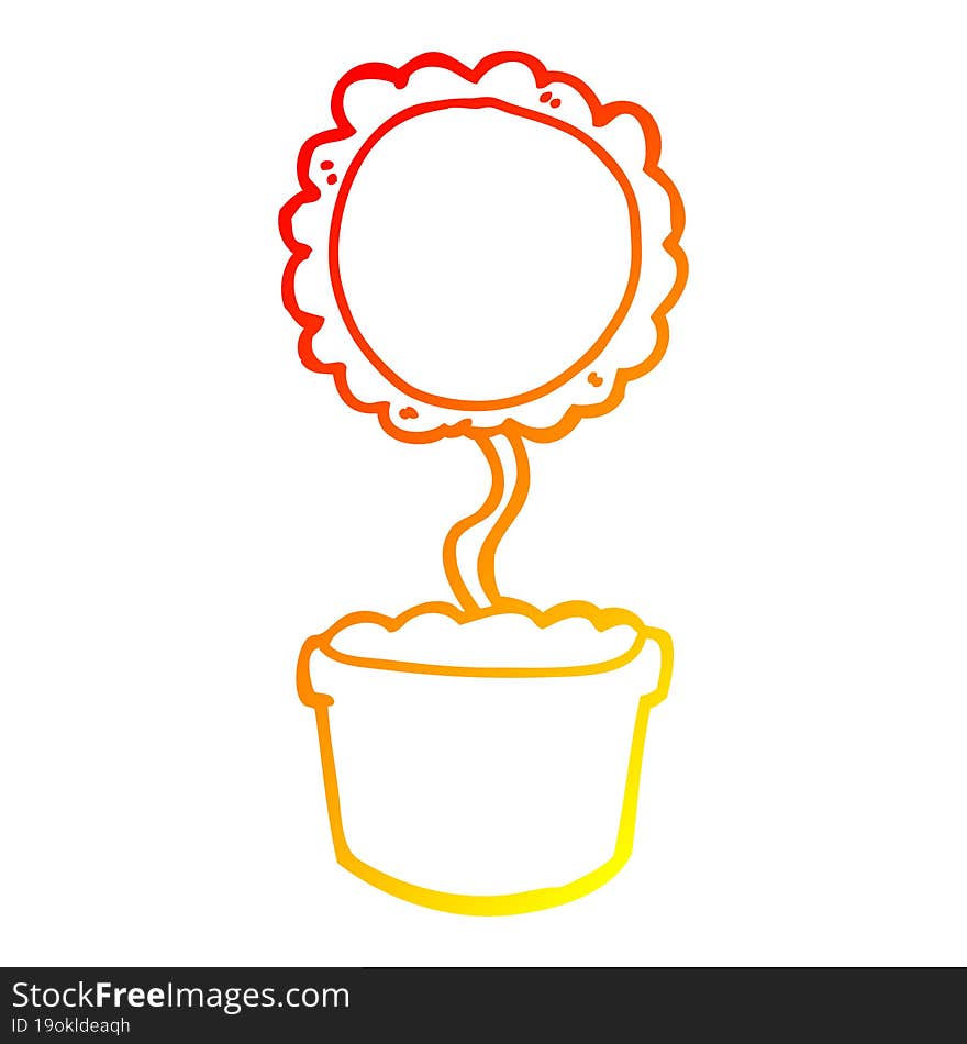 Warm Gradient Line Drawing Cute Cartoon Flower