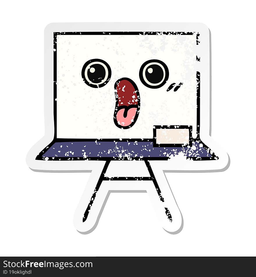 distressed sticker of a cute cartoon white board