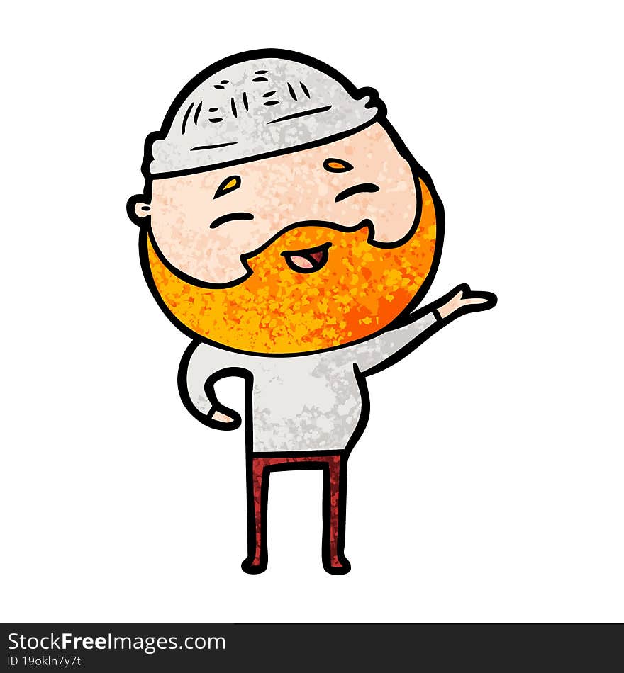 cartoon happy bearded man. cartoon happy bearded man