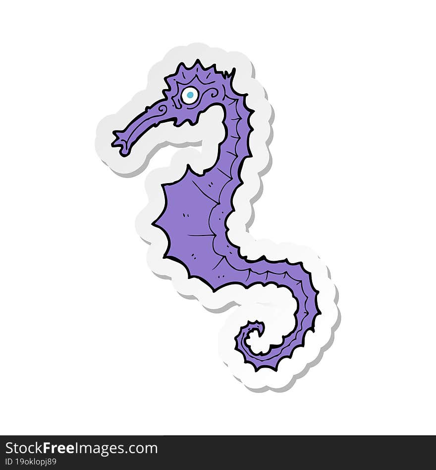 sticker of a cartoon sea horse