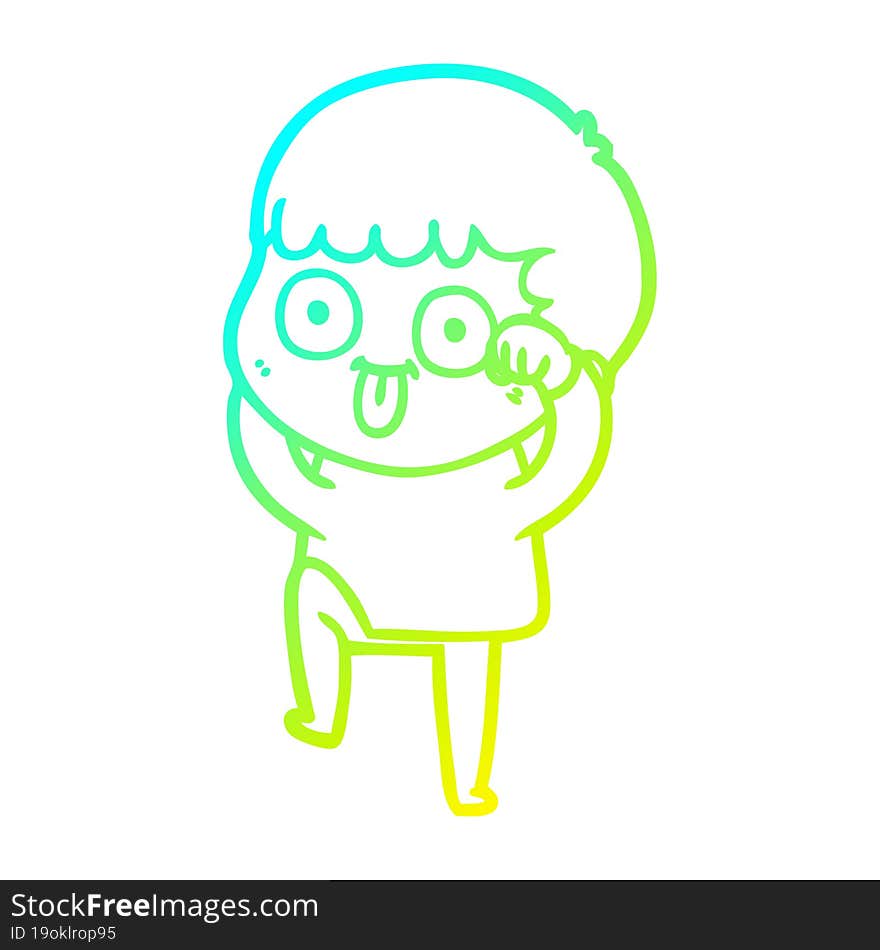 Cold Gradient Line Drawing Cartoon Man Staring