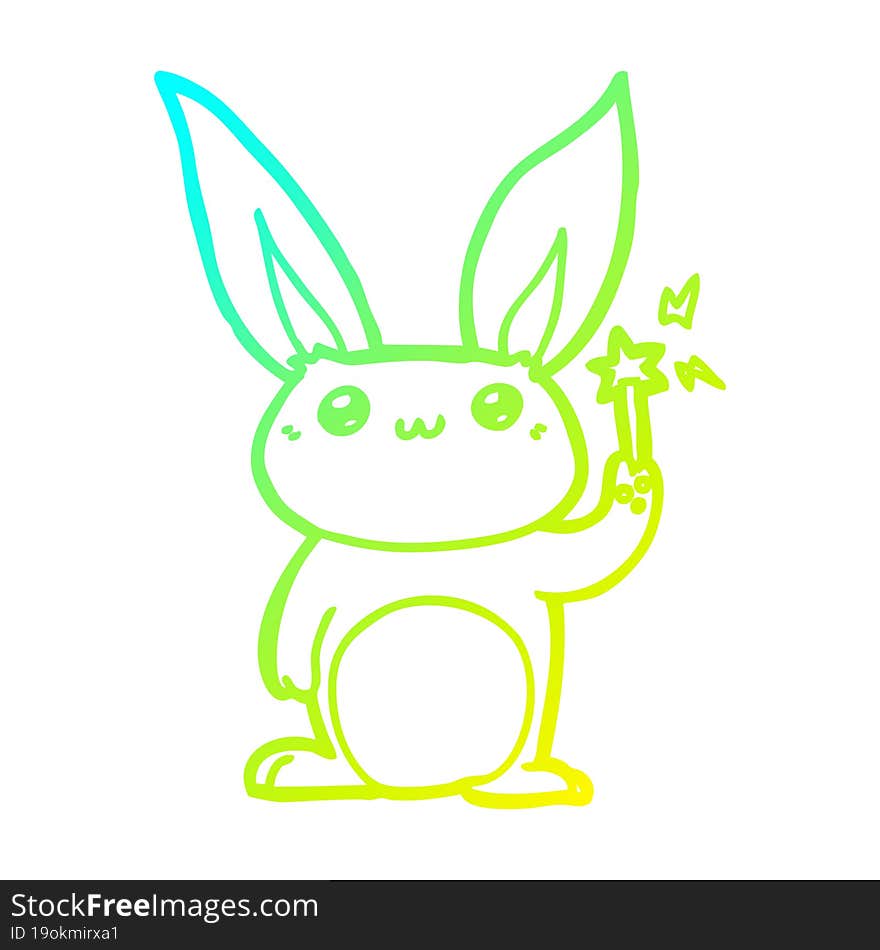 Cold Gradient Line Drawing Cute Cartoon Rabbit