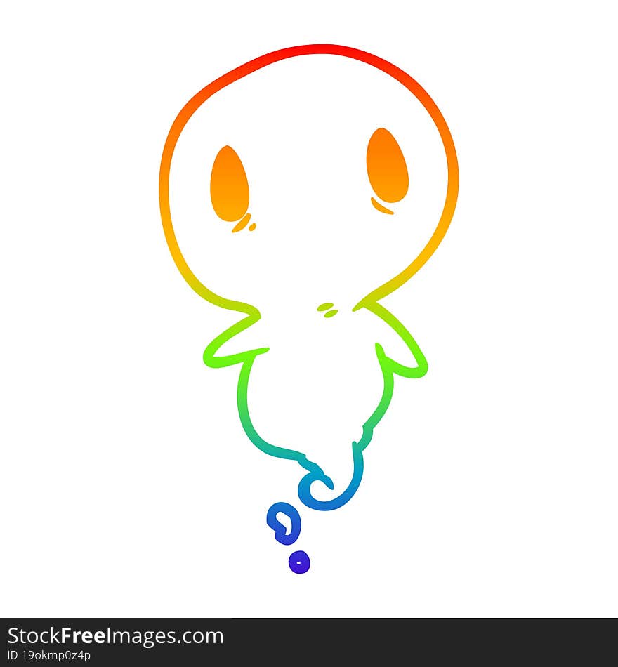 rainbow gradient line drawing cute ghost