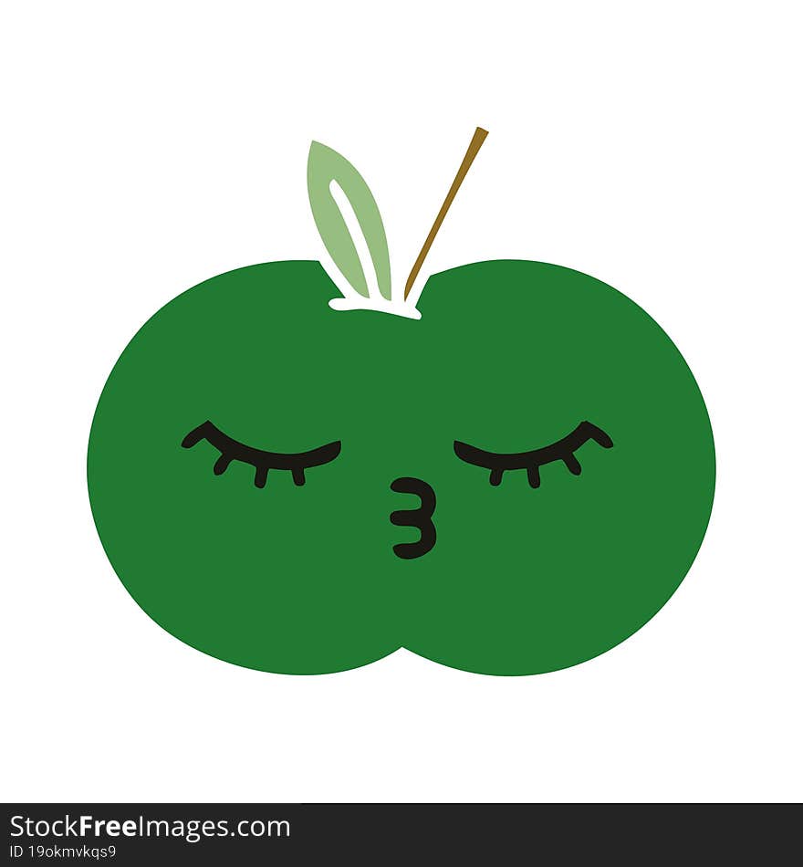 flat color retro cartoon juicy apple