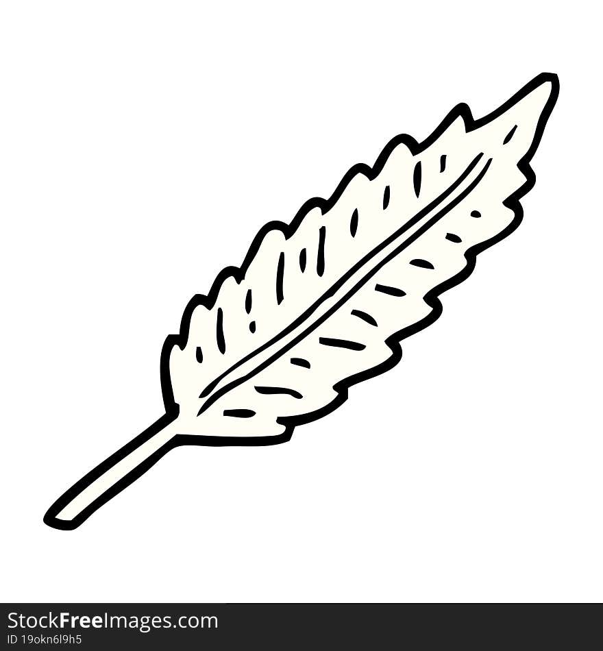 Hand Drawn Doodle Style Cartoon Of A White Feather