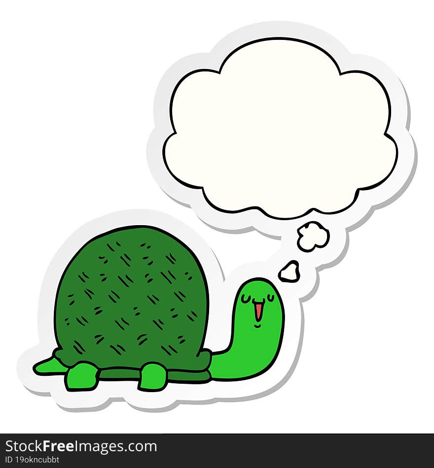 cute cartoon turtle and thought bubble as a printed sticker