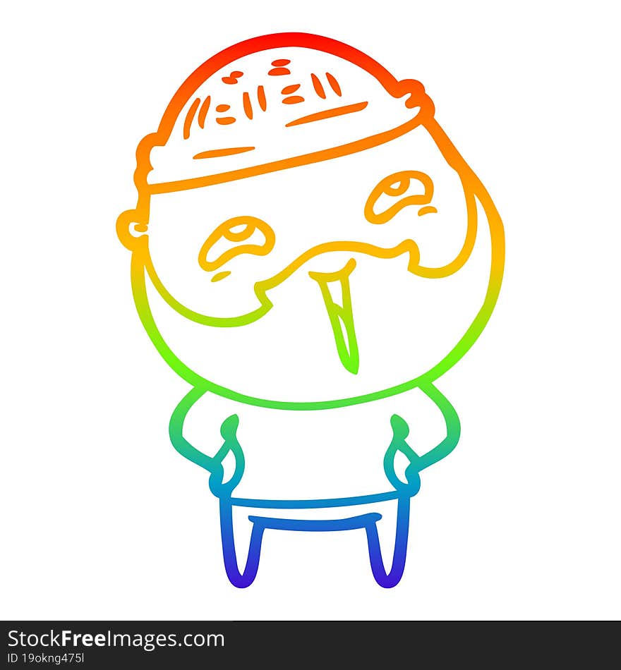 rainbow gradient line drawing cartoon happy bearded man