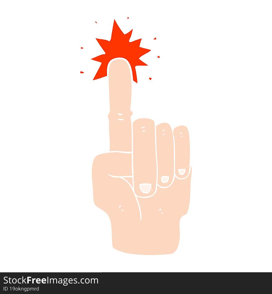 Flat Color Illustration Of A Cartoon Pointing Hand