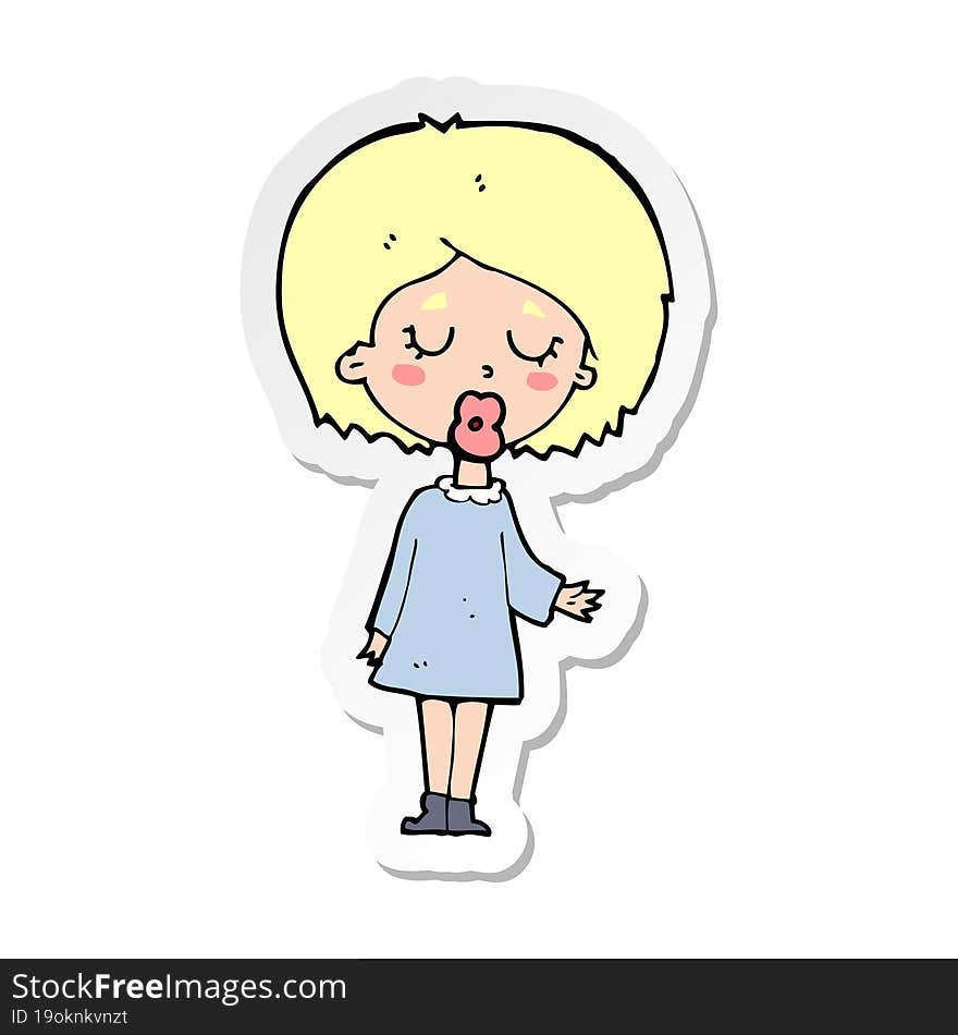 sticker of a cartoon woman explaining her point