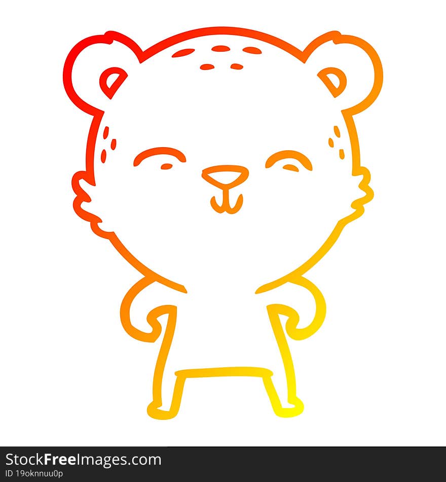 warm gradient line drawing happy cartoon bear