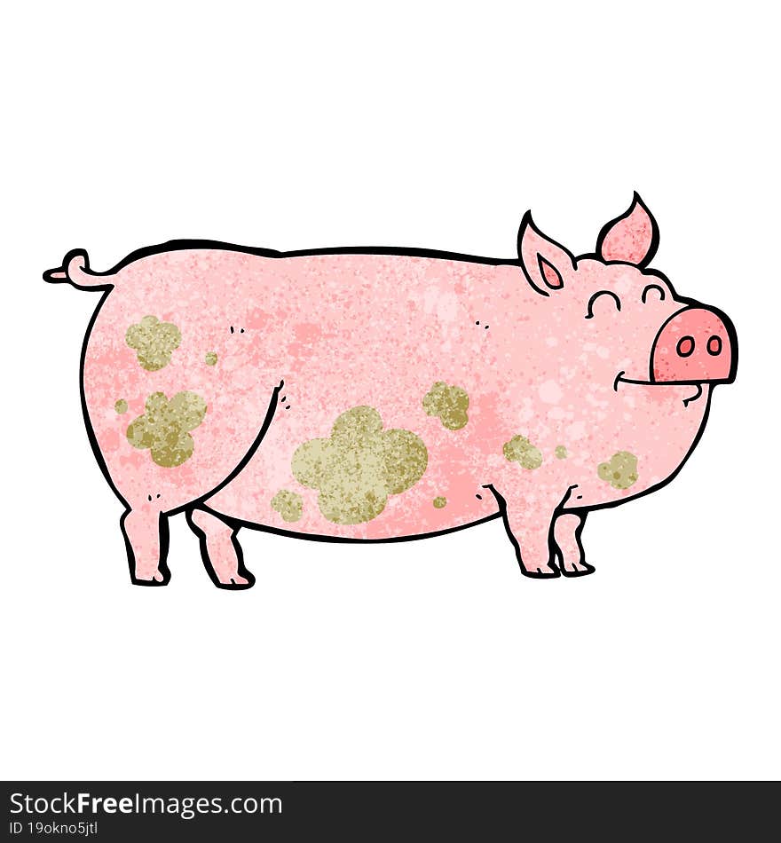 Textured Cartoon Muddy Pig