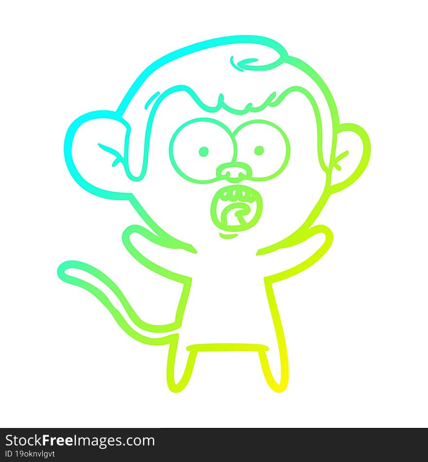 cold gradient line drawing cartoon shocked monkey