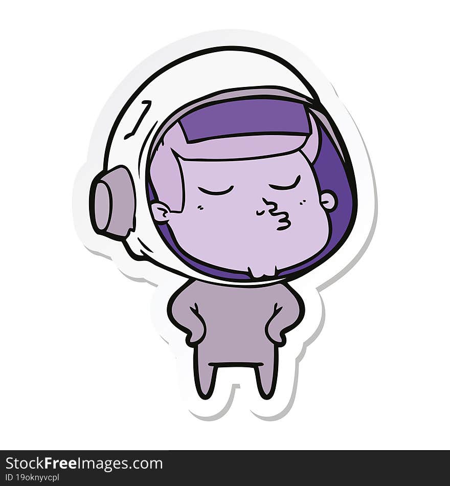 sticker of a cartoon confident astronaut