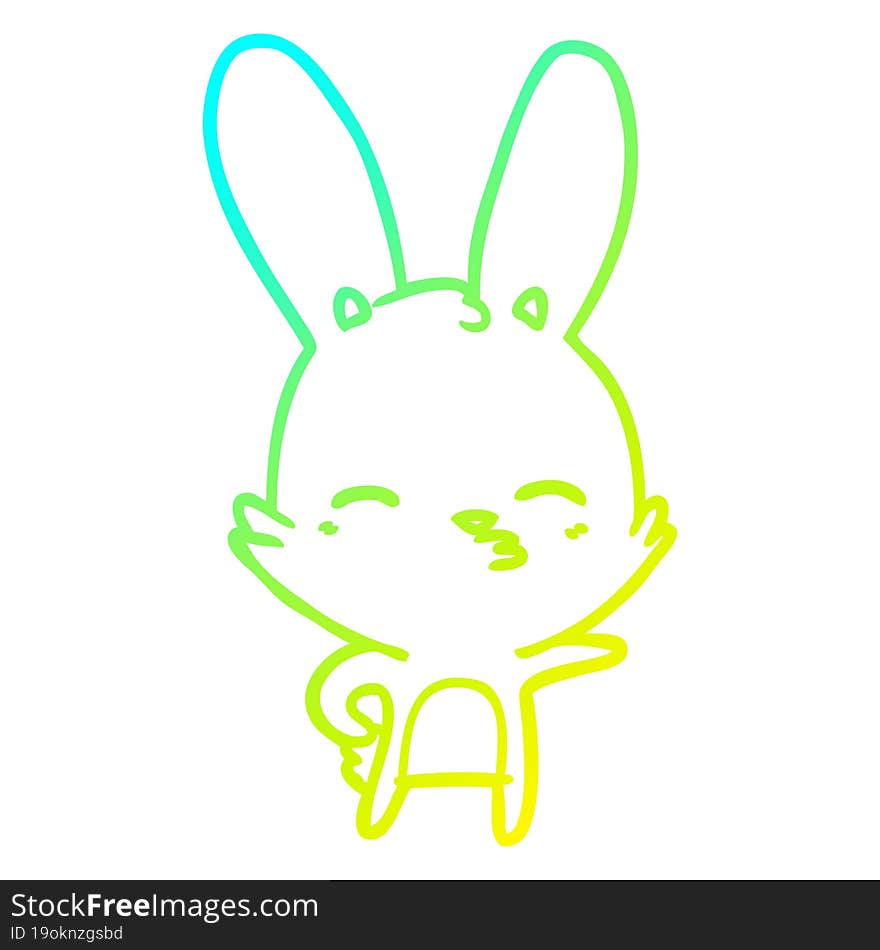 cold gradient line drawing curious bunny cartoon