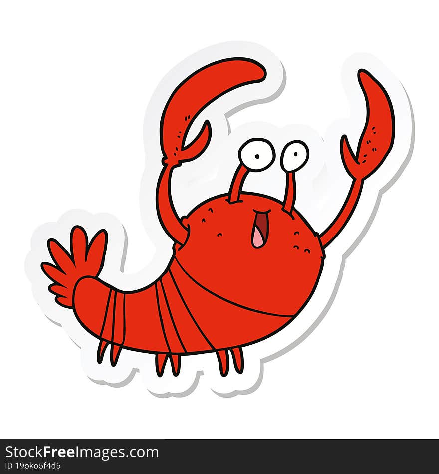 sticker of a cartoon lobster