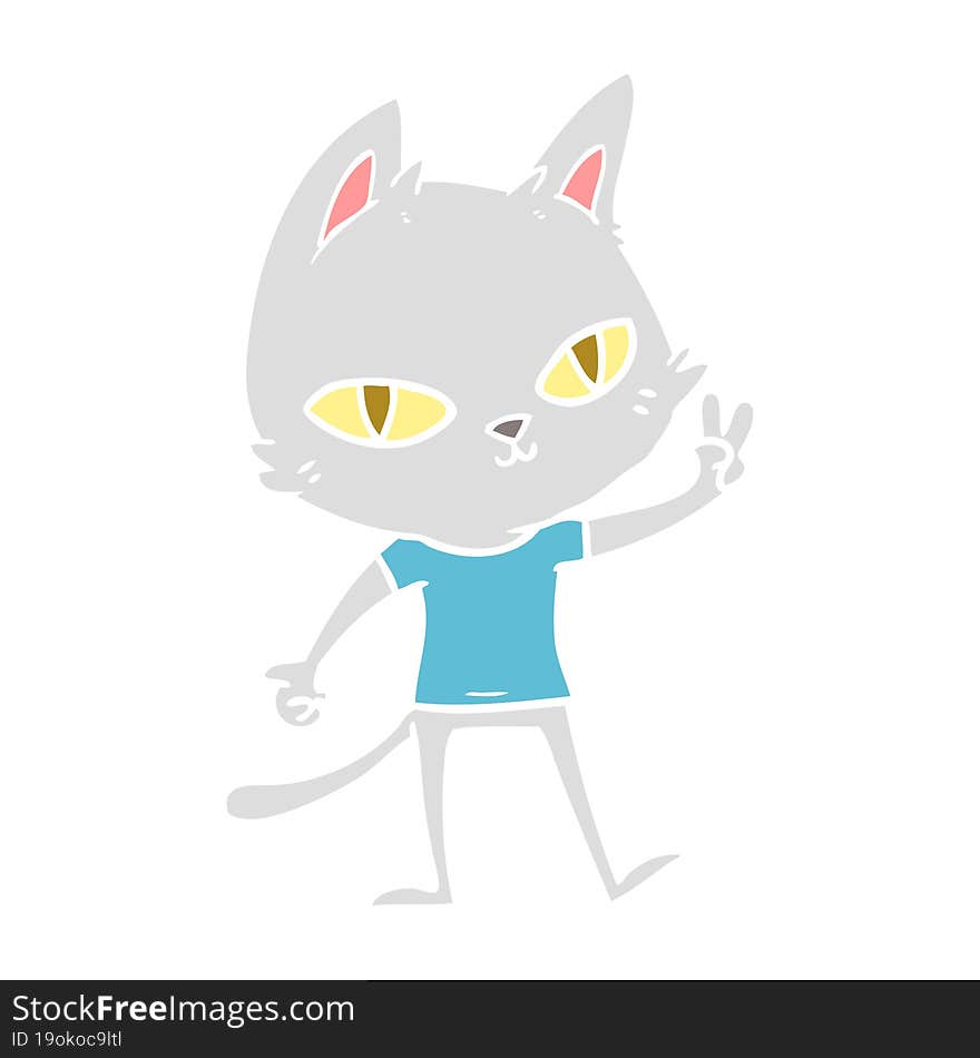 flat color style cartoon cat waving