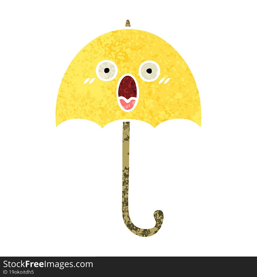 retro illustration style cartoon umbrella