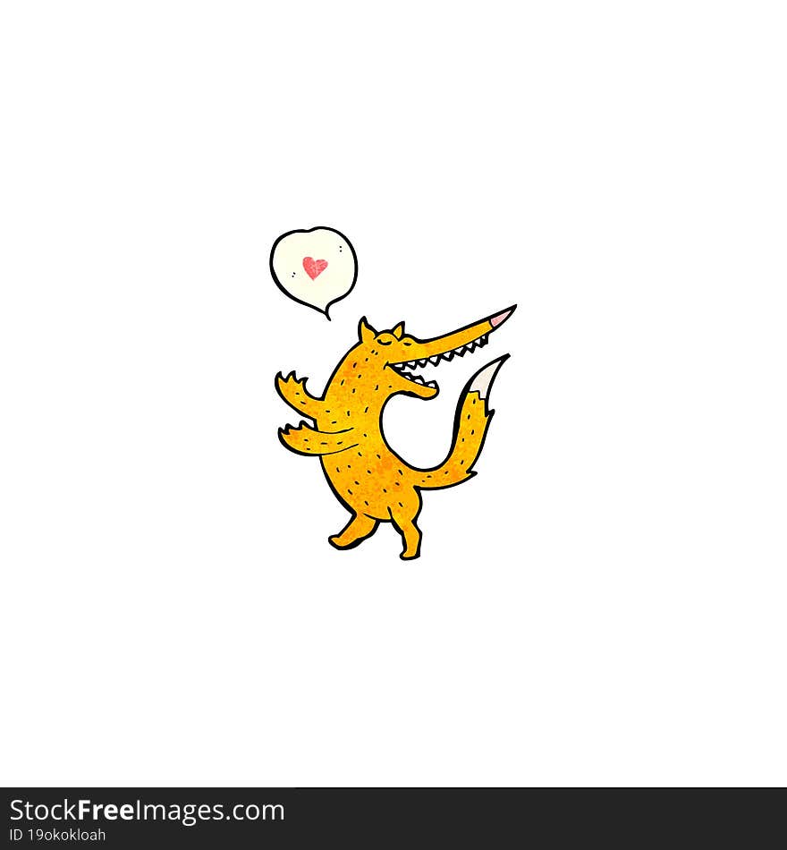 cartoon fox with love heart