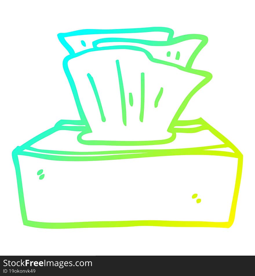 cold gradient line drawing cartoon box of tissues