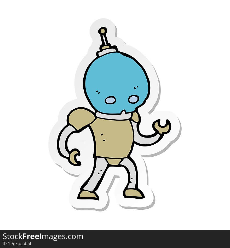 sticker of a cartoon alien robot