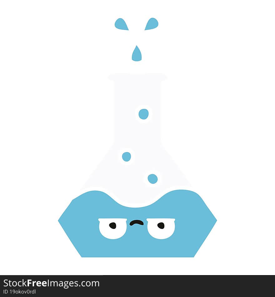 flat color retro cartoon science beaker