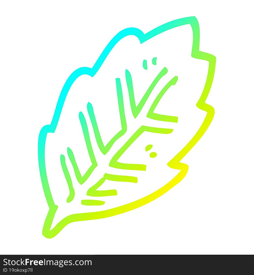 cold gradient line drawing cartoon tree leaf