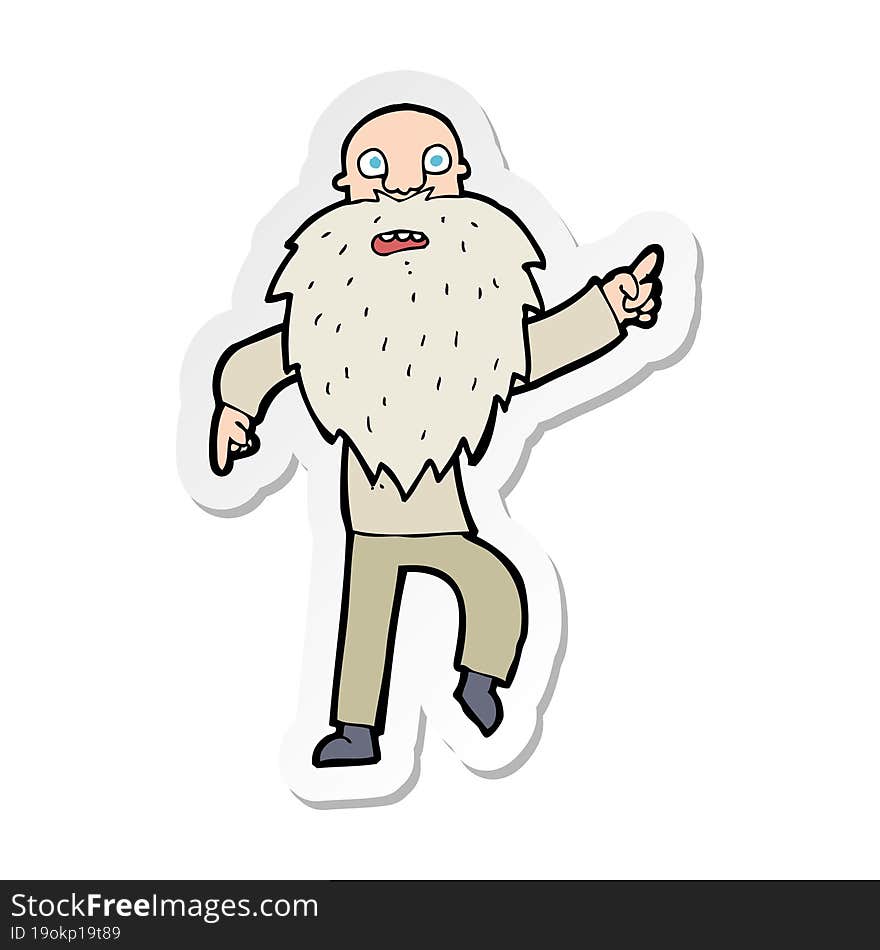 sticker of a cartoon stressed old man